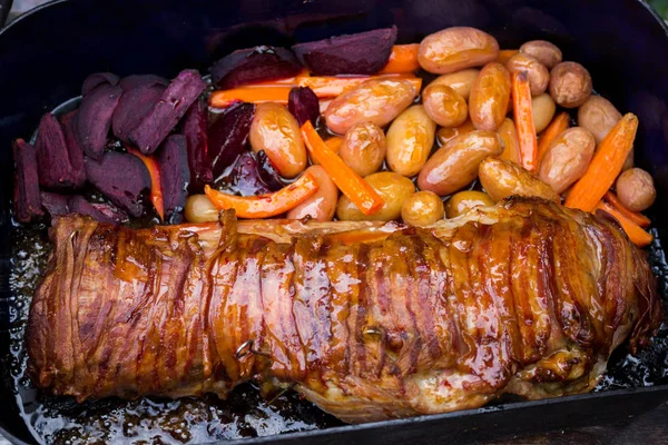 돼지고기와 야채와 베이컨 — 스톡 사진