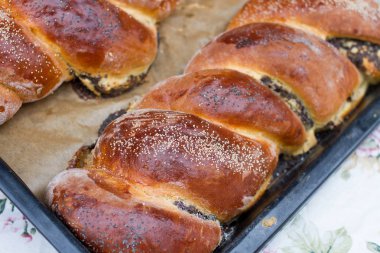 Beigli rulo, haşhaş tohumu ve ceviz ile Macar gıda