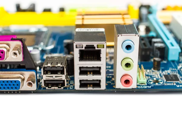 PC computer motherboard rear ports — Stock Photo, Image