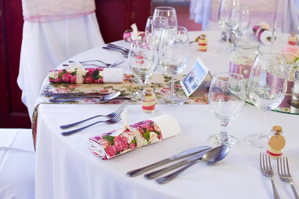 Настройки свадебного стола — стоковое фото