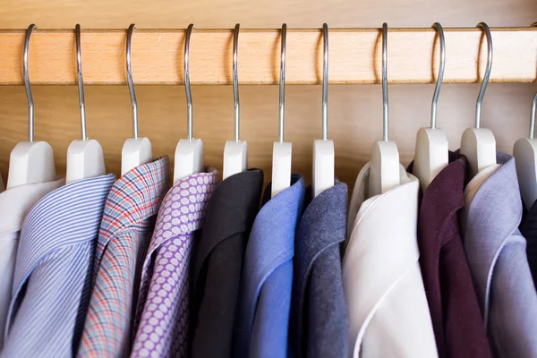 Men's shirts on hangers — Stock Photo, Image