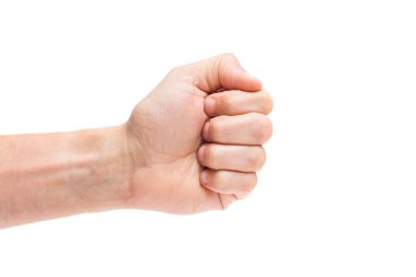 Beyaz bir arka plan üzerinde izole erkek yumruk,