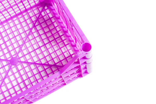 Μοβ πλαστικό καλάθι είναι άδειο, κλουβί — Φωτογραφία Αρχείου