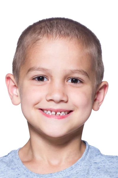 Tooth smiling, little boy portrait — Stock Photo, Image