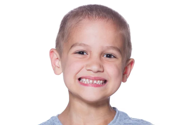 Boy open his mount to show the clean teeth — Stock Photo, Image