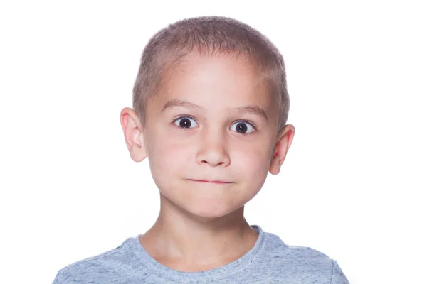 Funny face, little boy portrait — Stock Photo, Image