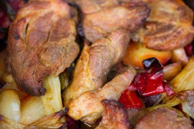 lezzetli kızarmış domuz patates ile