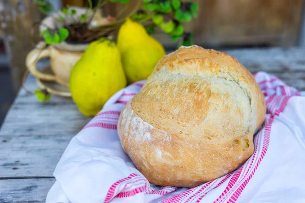 Fresh Big Bread Table Homemade Food — Stock Photo, Image