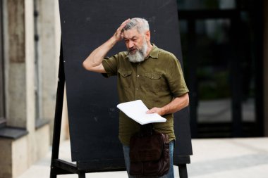 Yaşlı bir adam, migrenden muzdarip bir iş adamı.