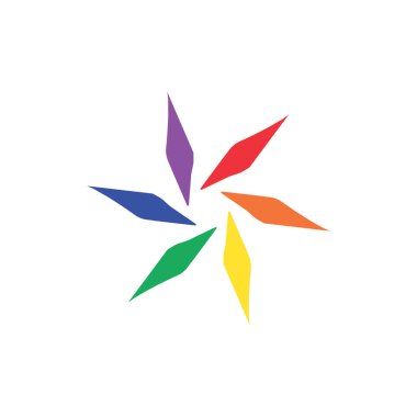 Beyaz arkaplanda soyut renkli bir logo izole edilmiş. Web simgesi vektör illüstrasyonu. varyasyonları, toplumu, birliği, farklılıkları ve arkadaşlığı göstermek için tasarlandı. iş veya diğer faaliyetler için uygun