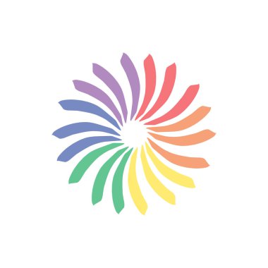 Beyaz arkaplanda soyut renkli bir logo izole edilmiş. Web simgesi vektör illüstrasyonu. varyasyonları, toplumu, birliği, farklılıkları ve arkadaşlığı göstermek için tasarlandı. iş veya diğer faaliyetler için uygun