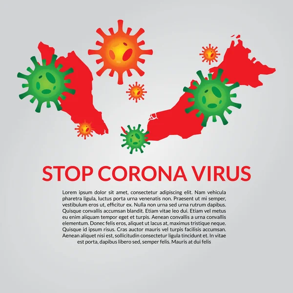 Ilustración Vectorial Malaysia Infectada Por Virus Corona Detener Virus Corona — Archivo Imágenes Vectoriales