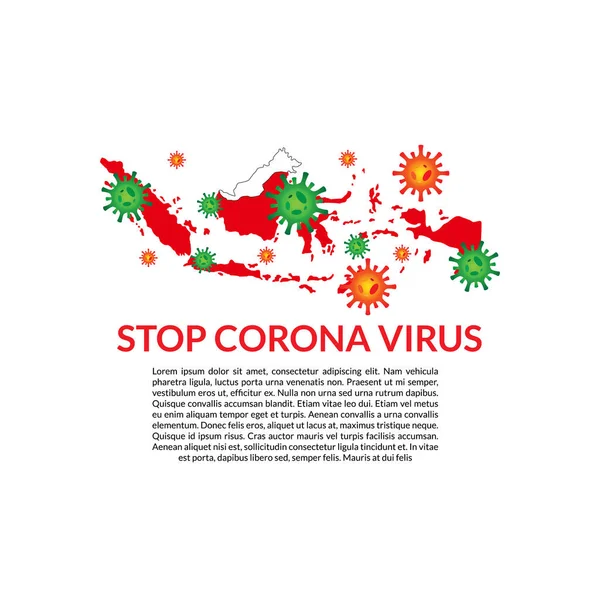 Indonesia Detener Virus Corona Brote Enfermedad Por Virus Corona — Vector de stock