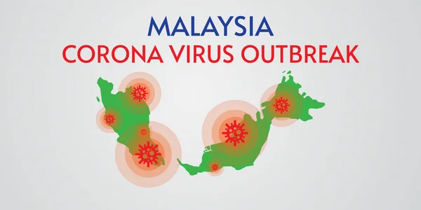 Ilustración Vectorial Malaysia Infectada Por Virus Corona Detener Virus Corona — Vector de stock