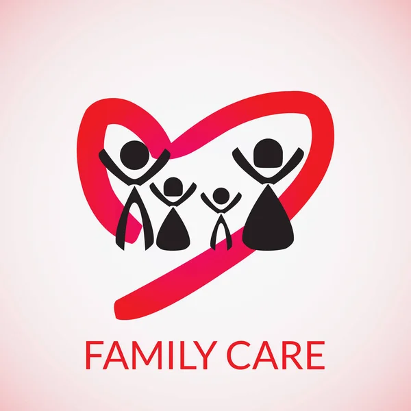 Vektor Illustration Der Familienpflege Kümmern Sie Sich Ihre Familie Vor — Stockvektor