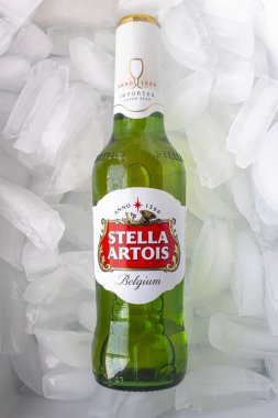 A bottle of Stella Artois beer on Ice