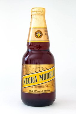 Calgary, Alberta, Canada. May 26 2020. A beer bottle of Negra Modelo on a white background. clipart