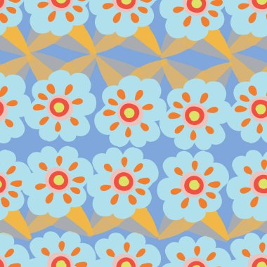 Açık Mavi Geometrik soyut çiçek dikişsiz arkaplan tasarımı.