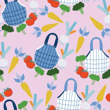 Açık pembe, alışveriş torbası ve sebze arkaplan tasarımlı..