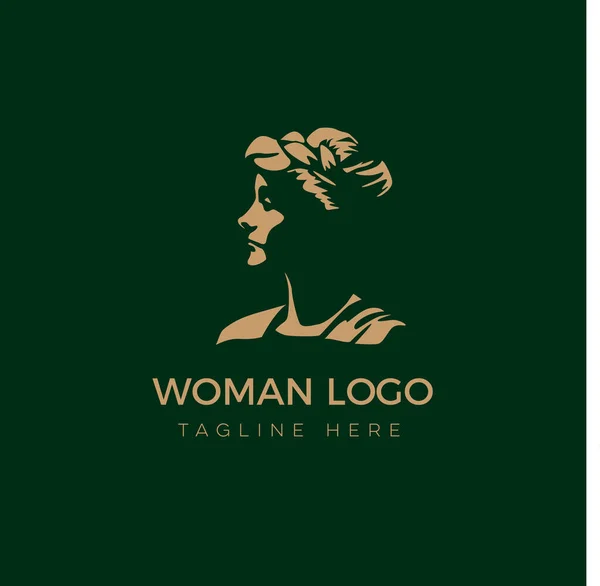 Elegant Vintage Wzór Logo Twarzy Kobiety Włosy Dziewczyna Streszczenie Koncepcji — Wektor stockowy