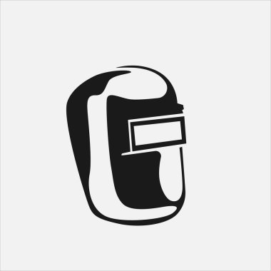 LOGO kaynakçı silueti basit ve modern tasarım tarzında miğferle çalışıyor