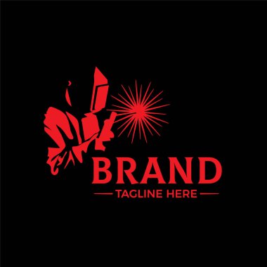 LOGO kaynakçı silueti basit ve modern tasarım tarzında miğferle çalışıyor