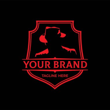 LOGO simgeleri, soyut siluet karakterli, şapkalı adamların kafaları. Etiketler, logolar, rozetler için modern logo tasarımı öğeleri. Vintage vektör illüstrasyonu