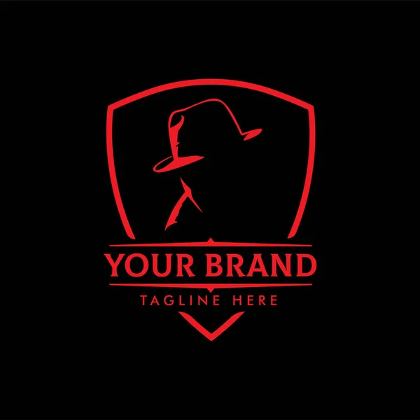 Logo Simgeleri Soyut Siluet Karakterli Şapkalı Adamların Kafaları Etiketler Logolar — Stok Vektör