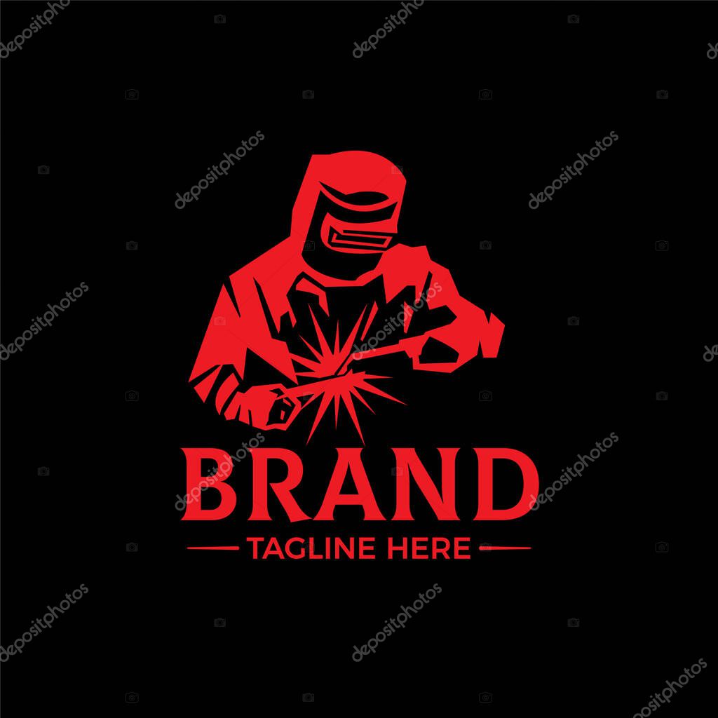 Welding company badge logo design, vintage LOGO