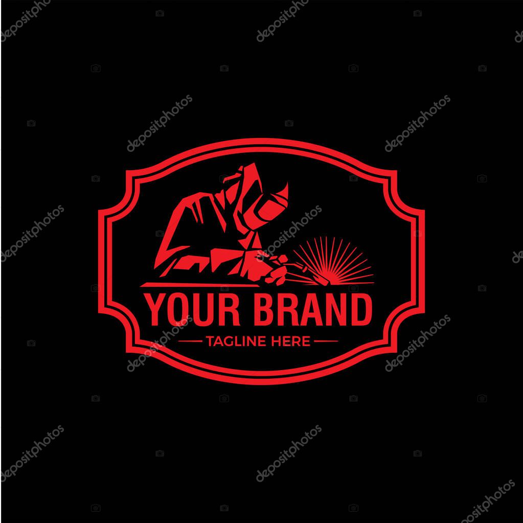 Welding company badge logo design, vintage LOGO
