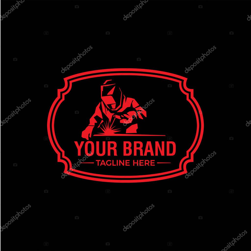 Welding company badge logo design, vintage LOGO