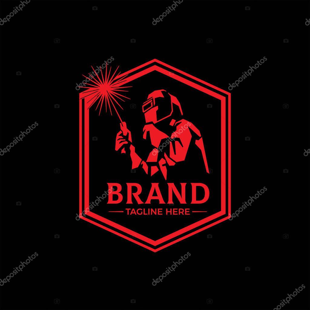 Welding company badge logo design, vintage LOGO