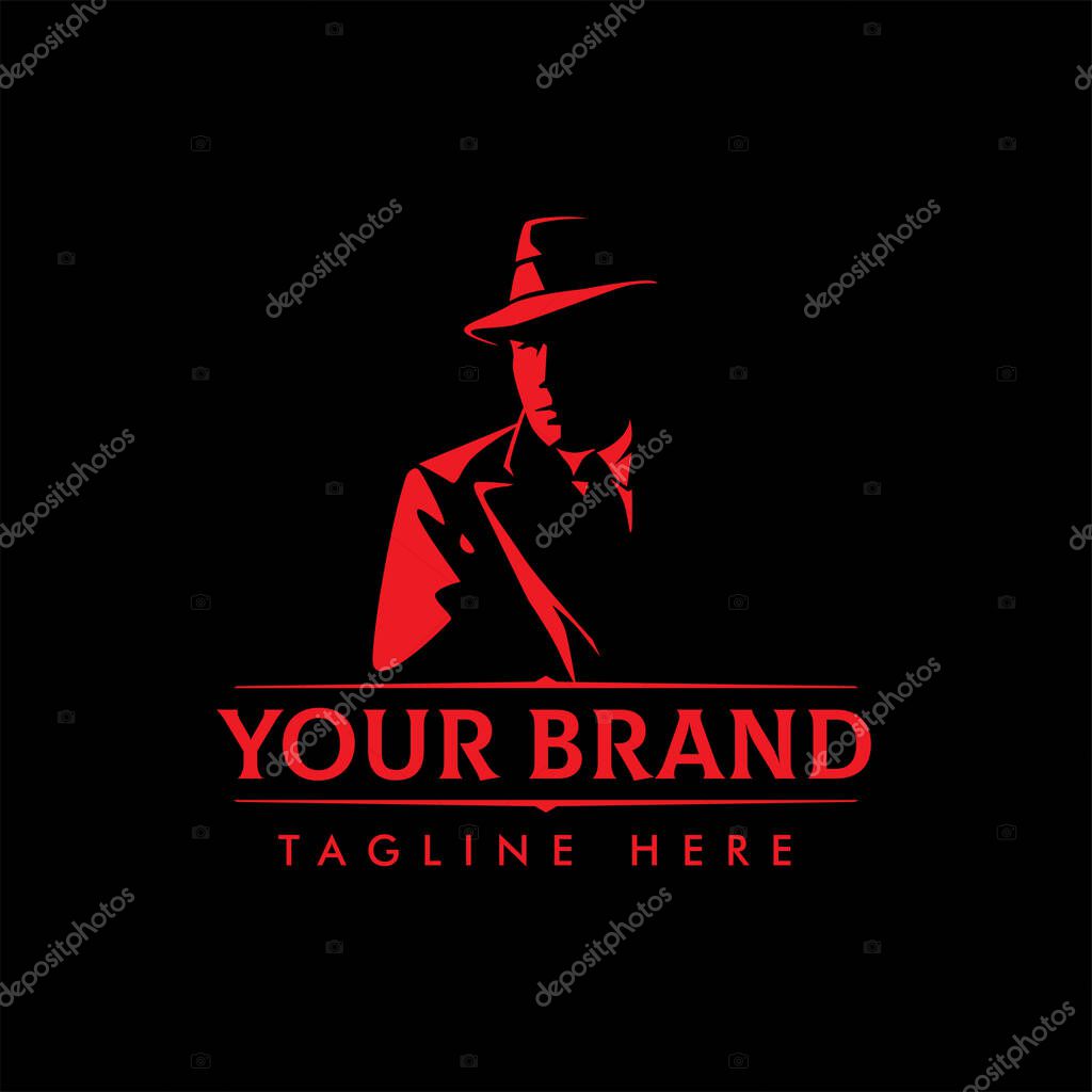 LOGO emblems with character abstract silhouette men heads in hats. Trendy design elements for labels, logos, badges. Vintage vector illustration