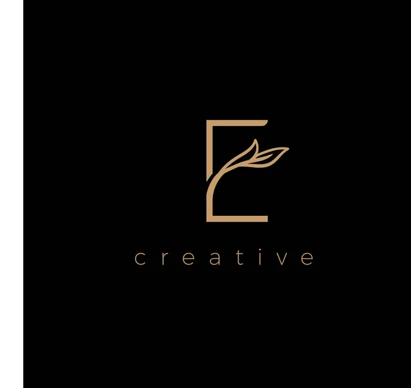 Lettre Logo Luxe Avec Feuilles Tirage — Image vectorielle