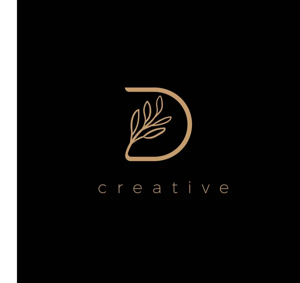 Logo Lettre Luxe Avec Feuilles Tirage — Image vectorielle