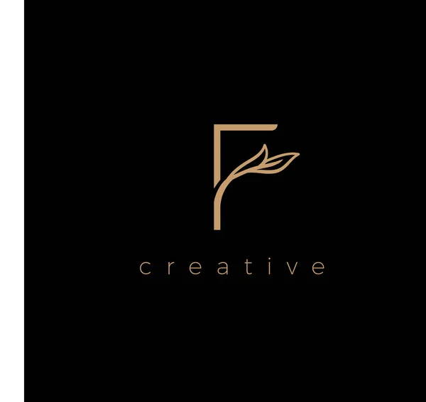 Lettre Logo Luxe Avec Feuilles Tirage — Image vectorielle