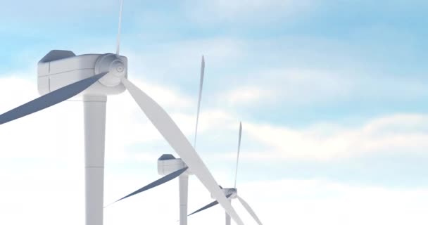 Rotation Von Windkraftanlagen Gerade Reihen Von Windmühlen Nahtlose Looping Schöne — Stockvideo