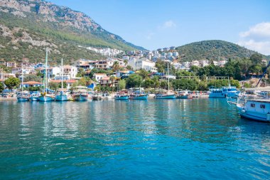 Kas, Türkiye - Eylül 2019: Türkiye 'nin sevimli Kas kasabası