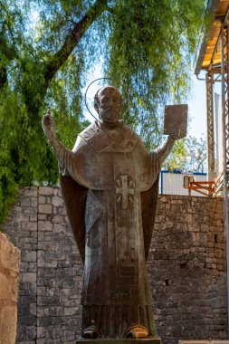 Demre, Mira, Turkey,  September 2019 Statue of St. Nicholas. Monument to St. Nicholas ( Saint Nicholas, Santa Clause ) of Myra. clipart