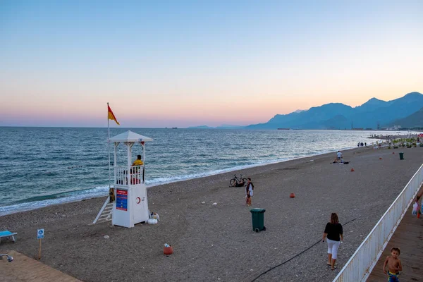 Settembre 2019 Spiaggia Konyaaalti Antalya Turchia Mare Blu Mediterraneo Ora — Foto Stock