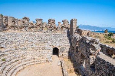 Antik Roma kenti Anemurium 'da amfiteatr, Mersin, Türkiye.