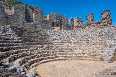 Antik Roma kenti Anemurium 'da amfiteatr, Mersin, Türkiye.