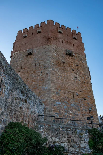 Kizil Kule Torony Vörös Torony Egy Híres Mérföldkő Óváros Alanya — Stock Fotó