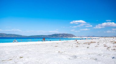 Salda Gölü, Burdur, Türkiye - Eylül 2019: Türkiye 'nin Maldivleri olarak birkaç yıl süren Salda Gölü.