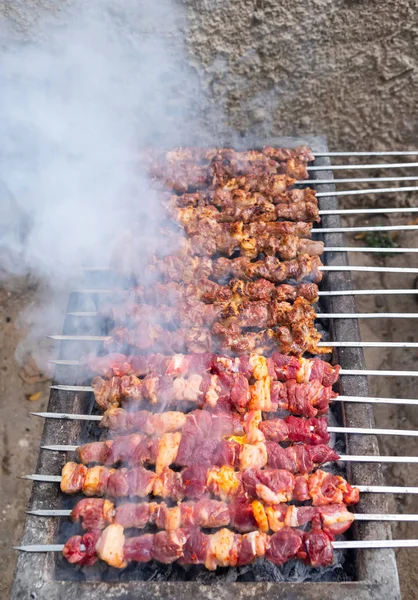 Barbecued Lamb Shish Kebab Turkish Known Mangal Kebab — 스톡 사진