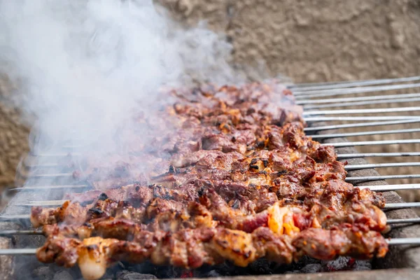 Gegrillter Lammspieß Türkischer Kebab Türkisch Mangal Kebab — Stockfoto