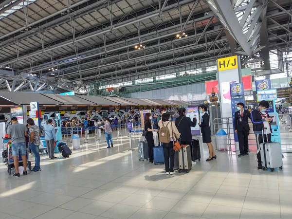 Mars 2020 Suvarnabhumi Airport Bangkok Thailand Folk Flygplatsen Turister Människor — Stockfoto