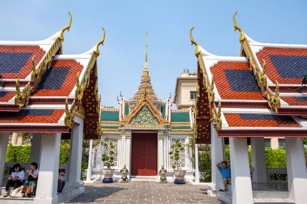 Bangkok Thaïlande Février 2020 Nombreux Touristes Viennent Voir Architecture Wat — Photo