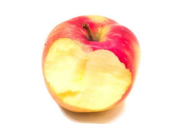 Red Apple Bite Shadow Isolated — Stock Photo, Image