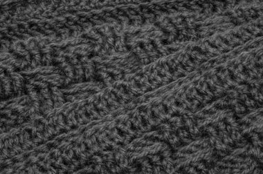 Kare desenli örgü perde arkası. Siyah beyaz kış el yapımı örgü kumaşı..